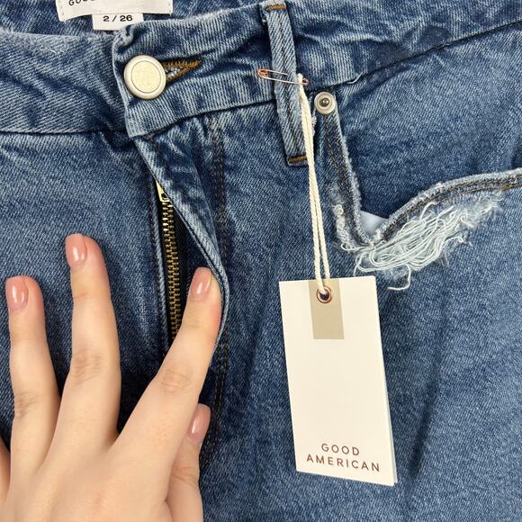 Good American Good Vintage Frayed Hem in Indigo116 Sz 2/26 NEW - Picture 8 of 16